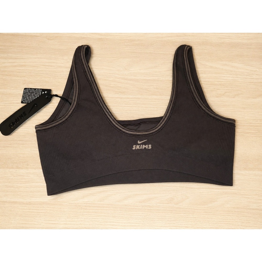 Nike x SKIMS Ribbed Sports Bra Brown Women's Size Small NWT Seamless Activewear